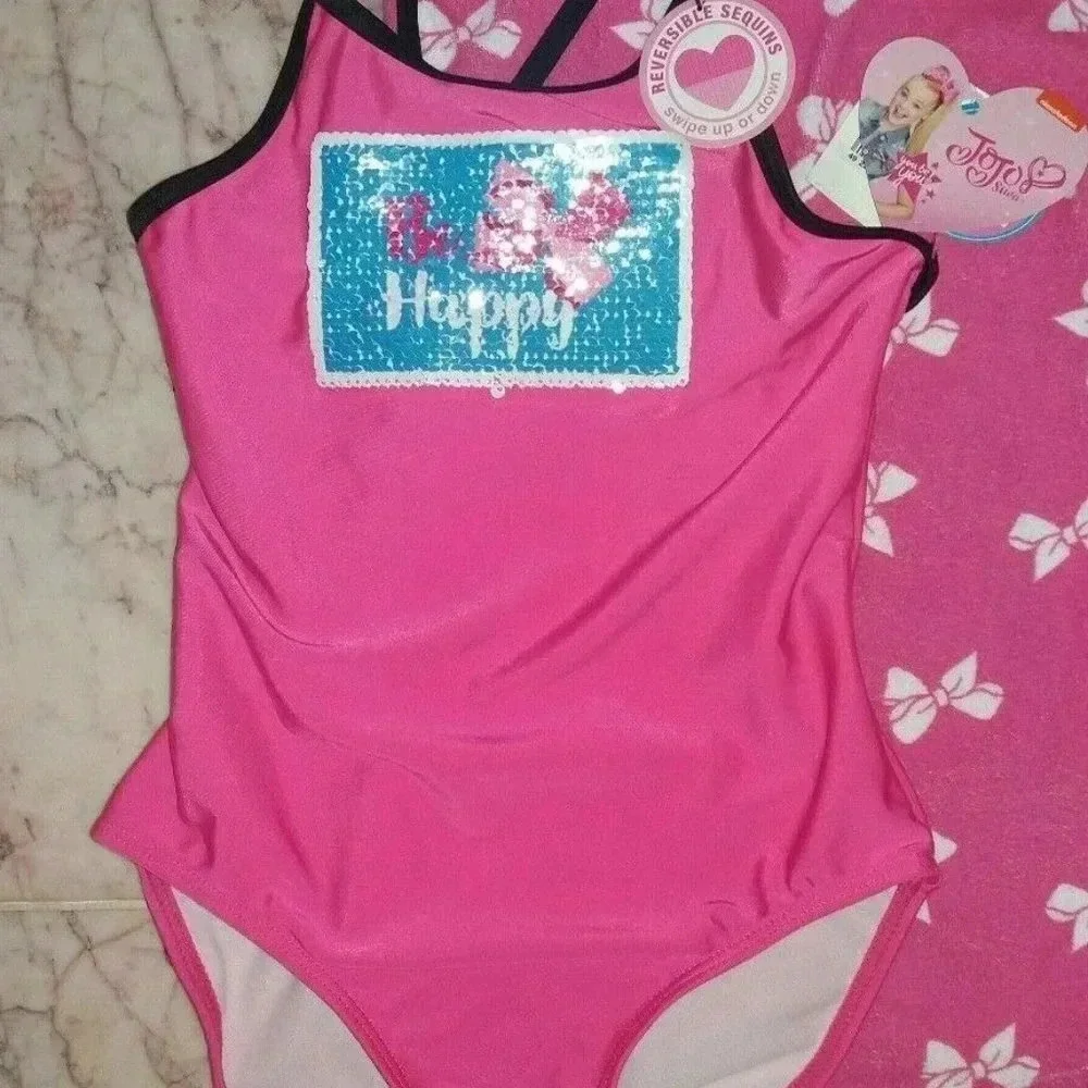 NEW Jojo Siwa One Piece Flip Sequins Bathing Suit